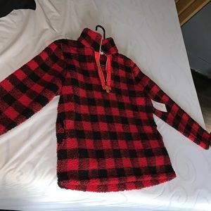 Pink lily plaid zip up